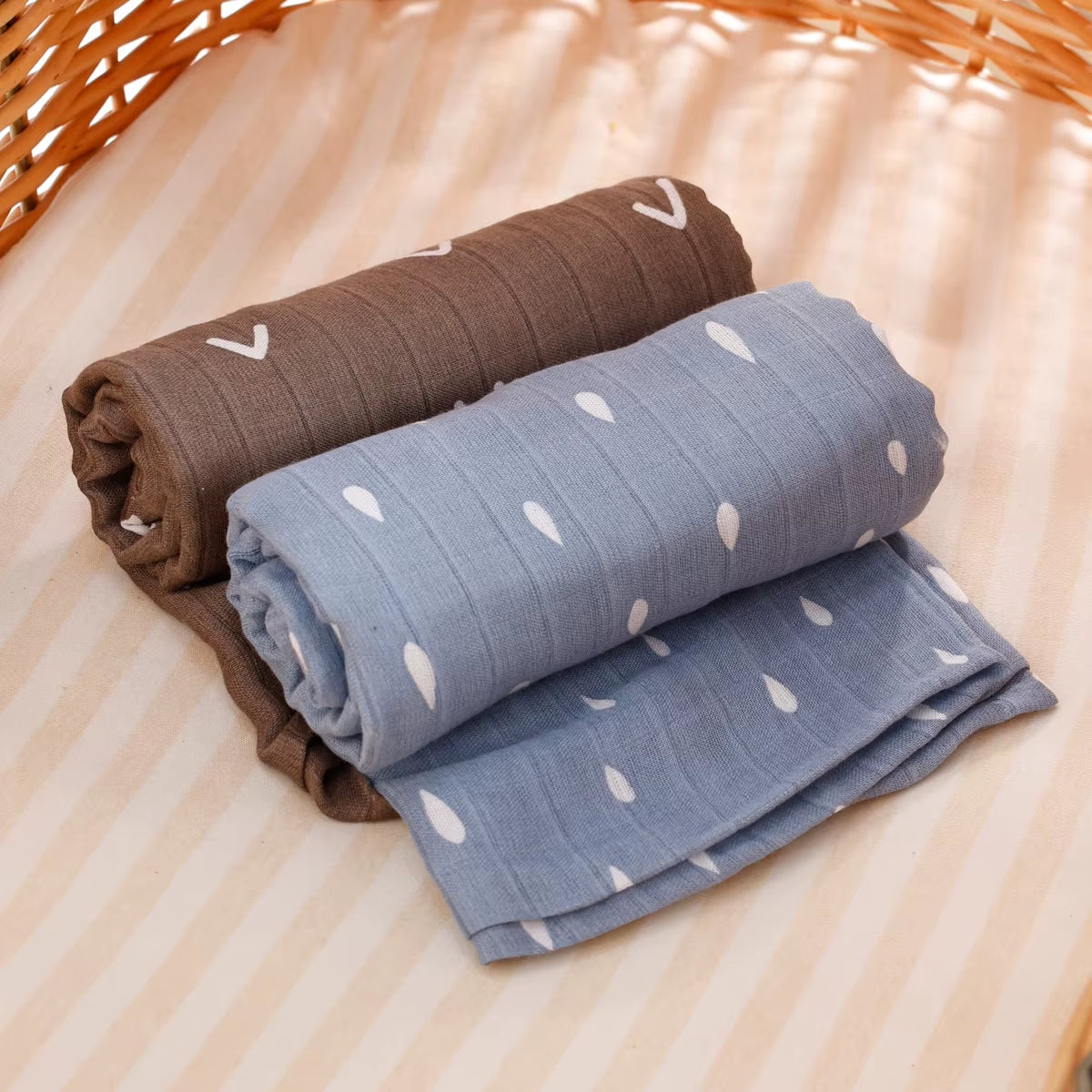 2Pieces/Set 70% Bamboo+30% Soft Cotton Baby Swaddle Wraps 