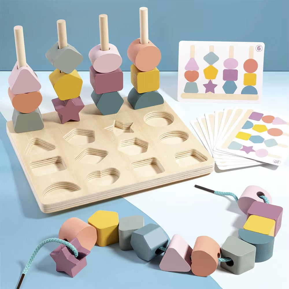 Kids Montessori Wooden Toy - Color & Shape Matching Puzzle Game 