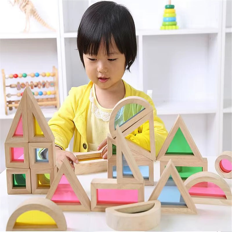 Wooden Rainbow Stacking Blocks 