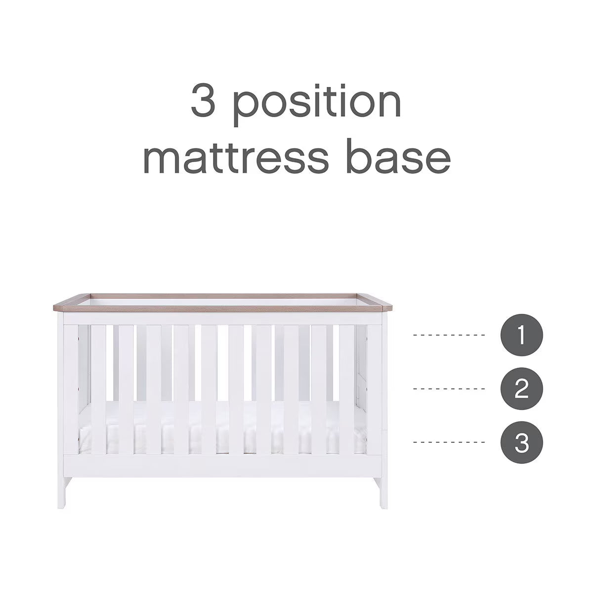 Verona Cot Bed with Sprung Mattress, Grey & Oak