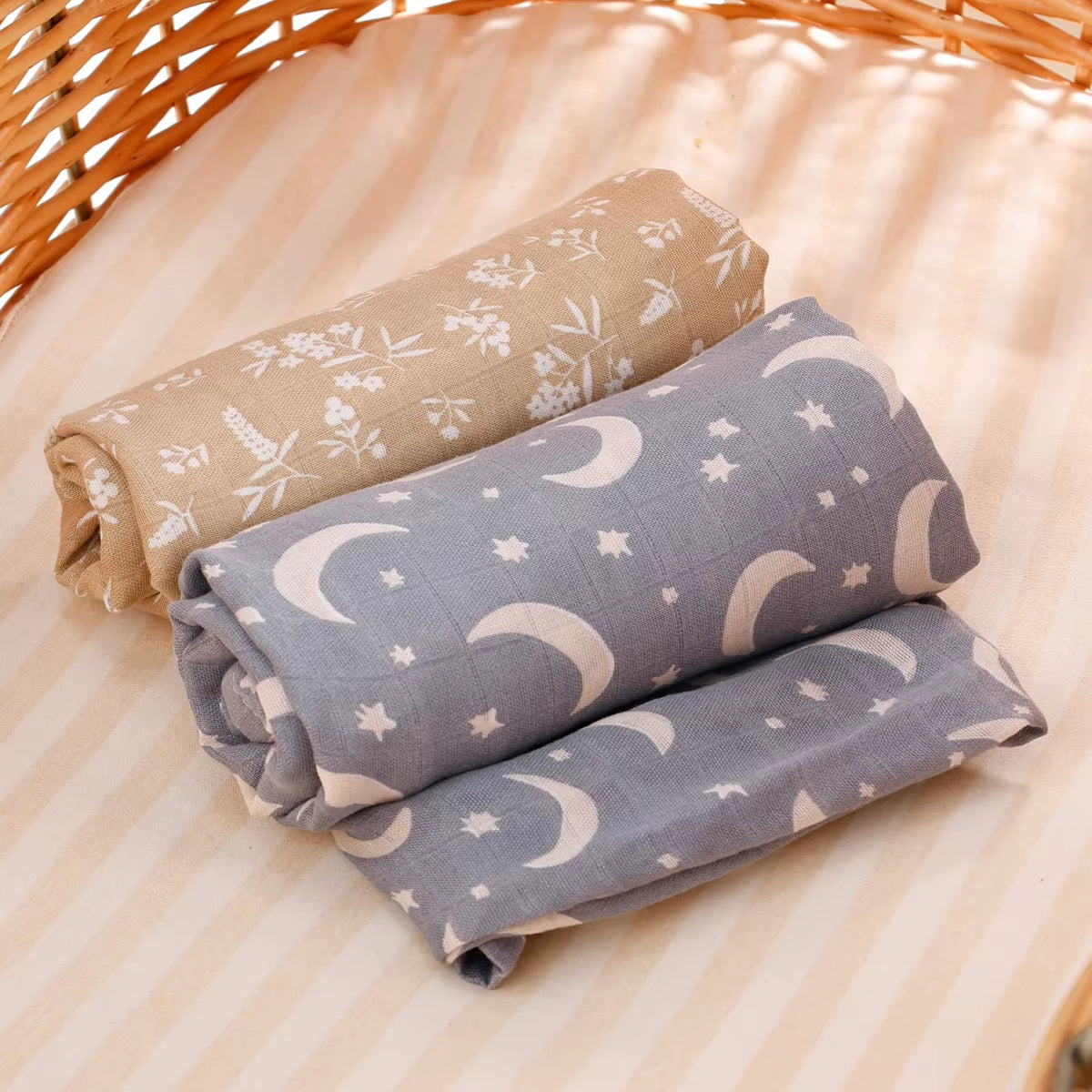 2Pieces/Set 70% Bamboo+30% Soft Cotton Baby Swaddle Wraps 