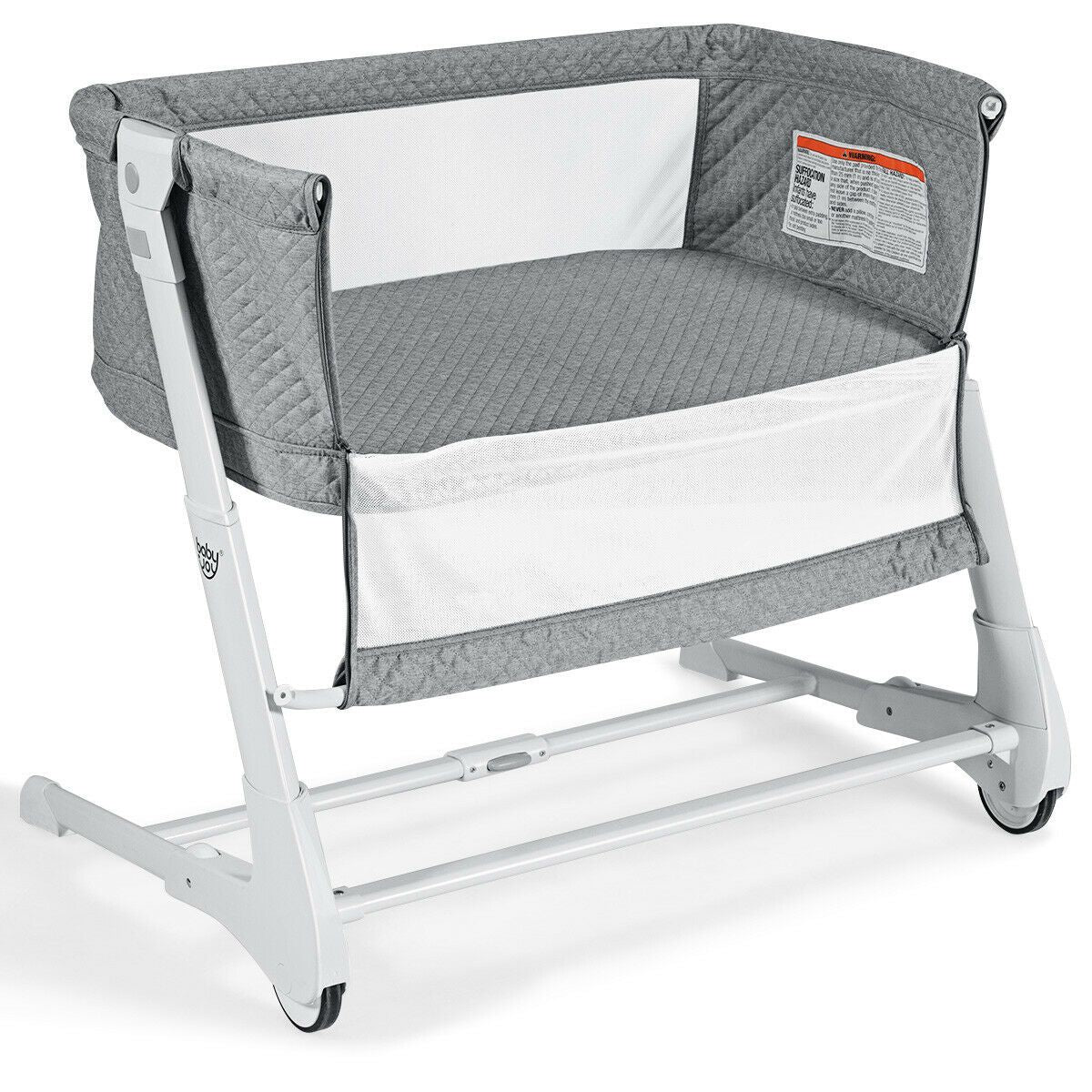 Baby Bedside Cot with Washable Mattress and Breathable Mesh