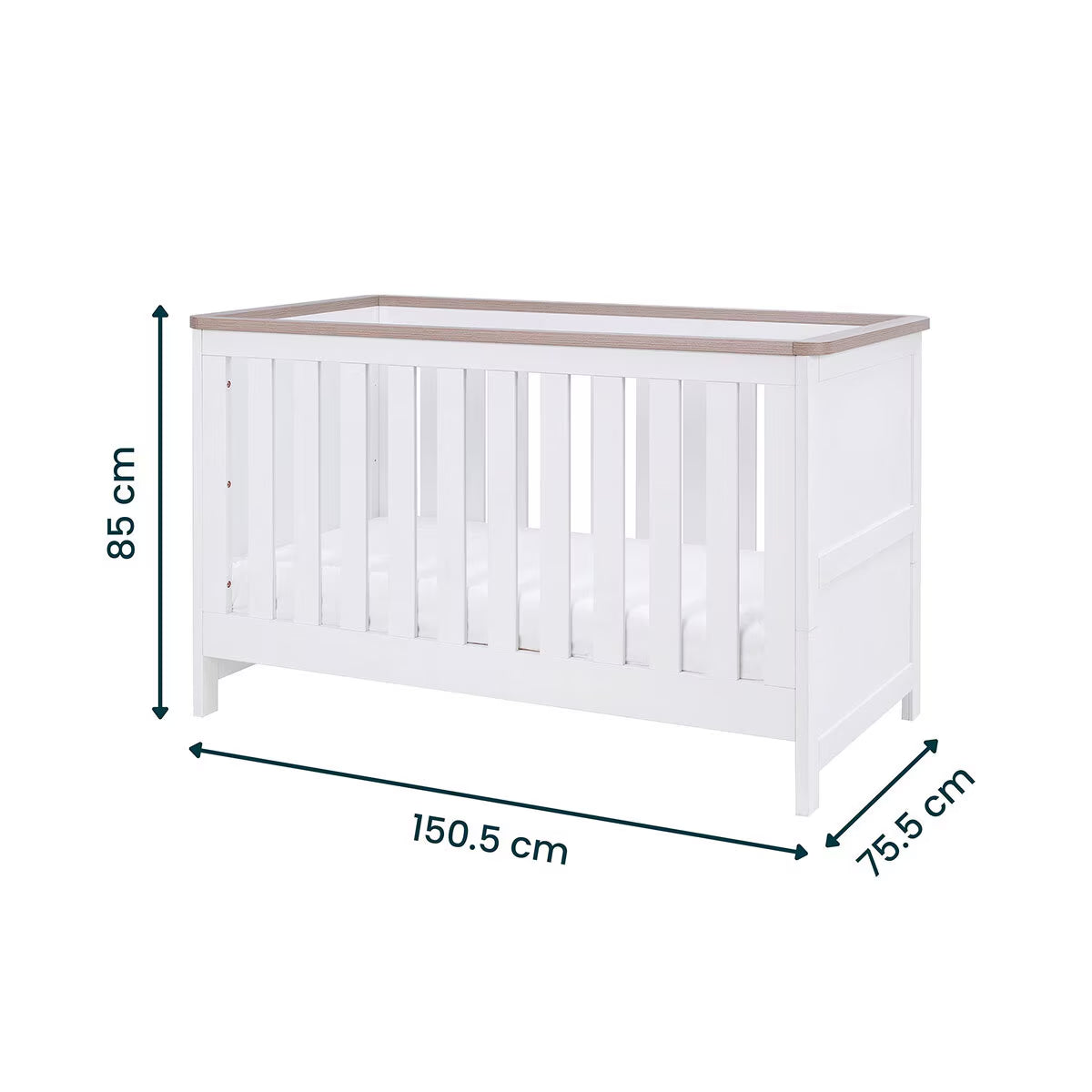 Verona Cot Bed, White & Oak