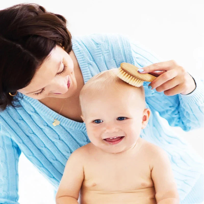 2Pcs Wooden Baby Hair Brush Comb 