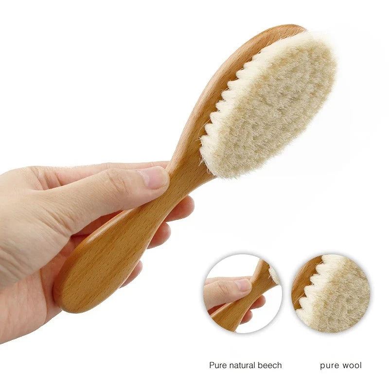 2Pcs Wooden Baby Hair Brush Comb 