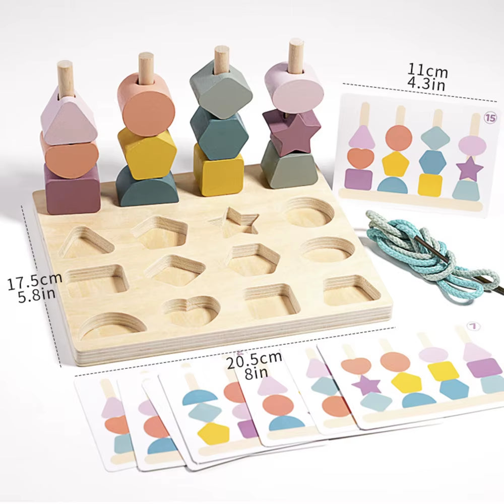 Kids Montessori Wooden Toy - Color & Shape Matching Puzzle Game 