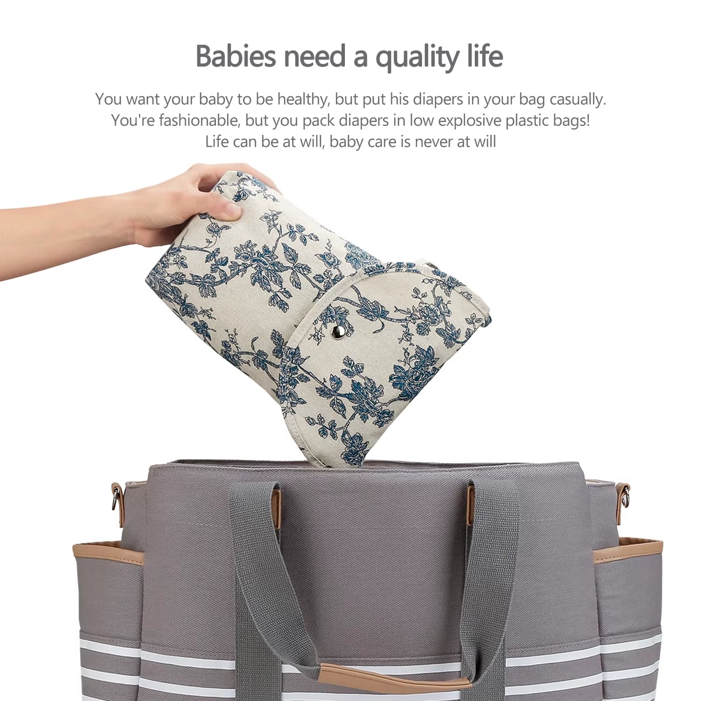 Baby Nappy Bag - Reusable Waterproof Wet/Dry Storage 