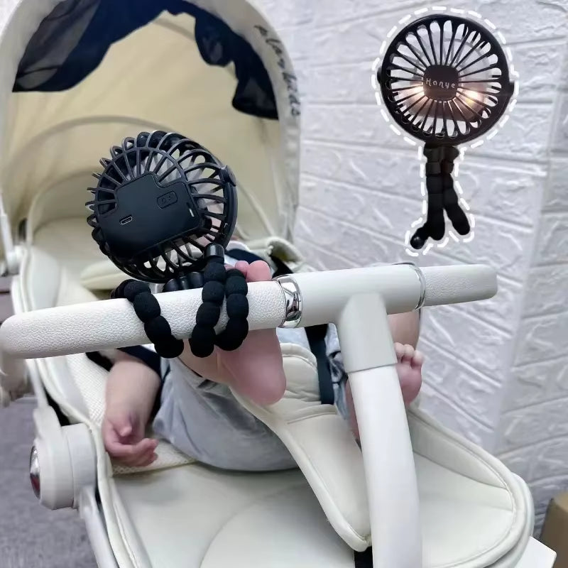 Baby Stroller Fan USB Bladeless Small Folding Fans 