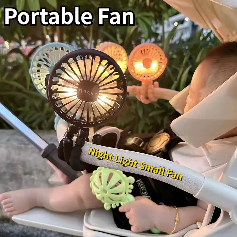 Baby Stroller Fan USB Bladeless Small Folding Fans 