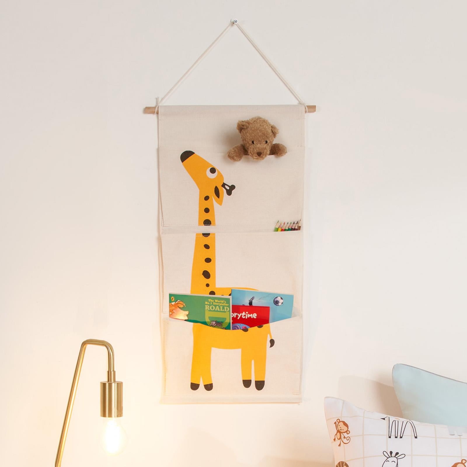 Animal Hanging Storage Pockets Pouch Kids Room Nursery Clothes Books Shoe Tidy