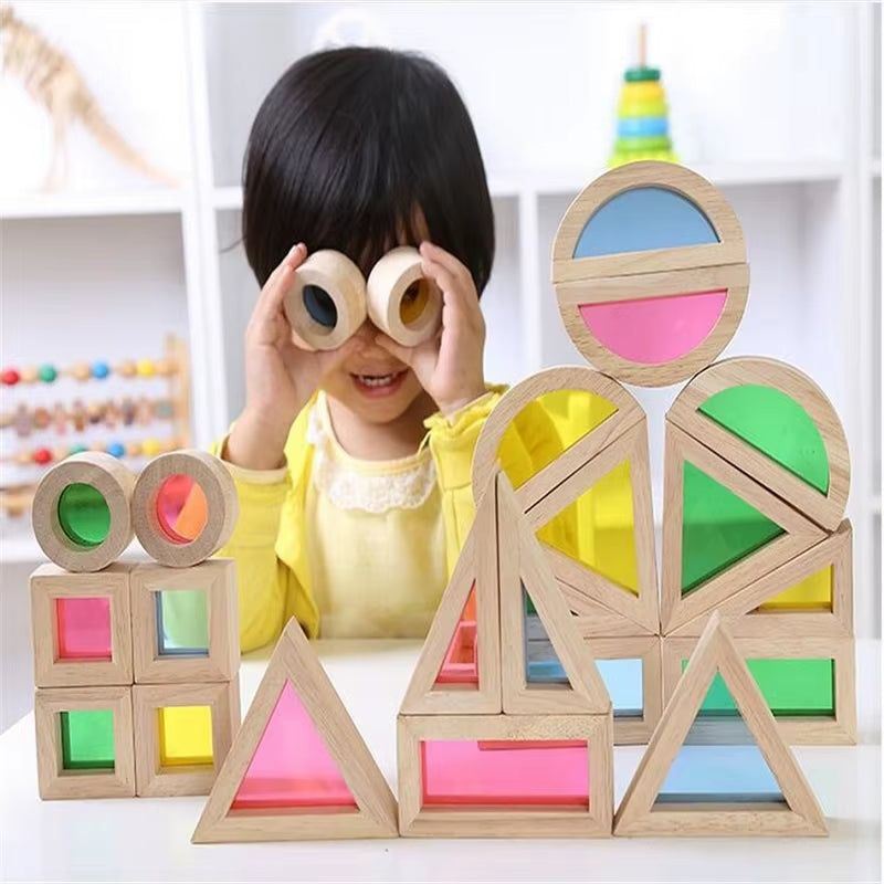 Wooden Rainbow Stacking Blocks 