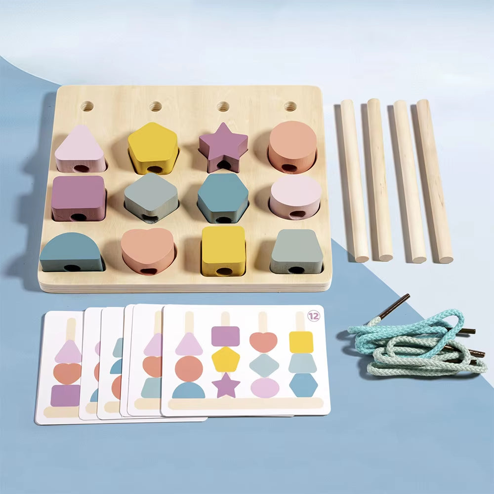 Kids Montessori Wooden Toy - Color & Shape Matching Puzzle Game 