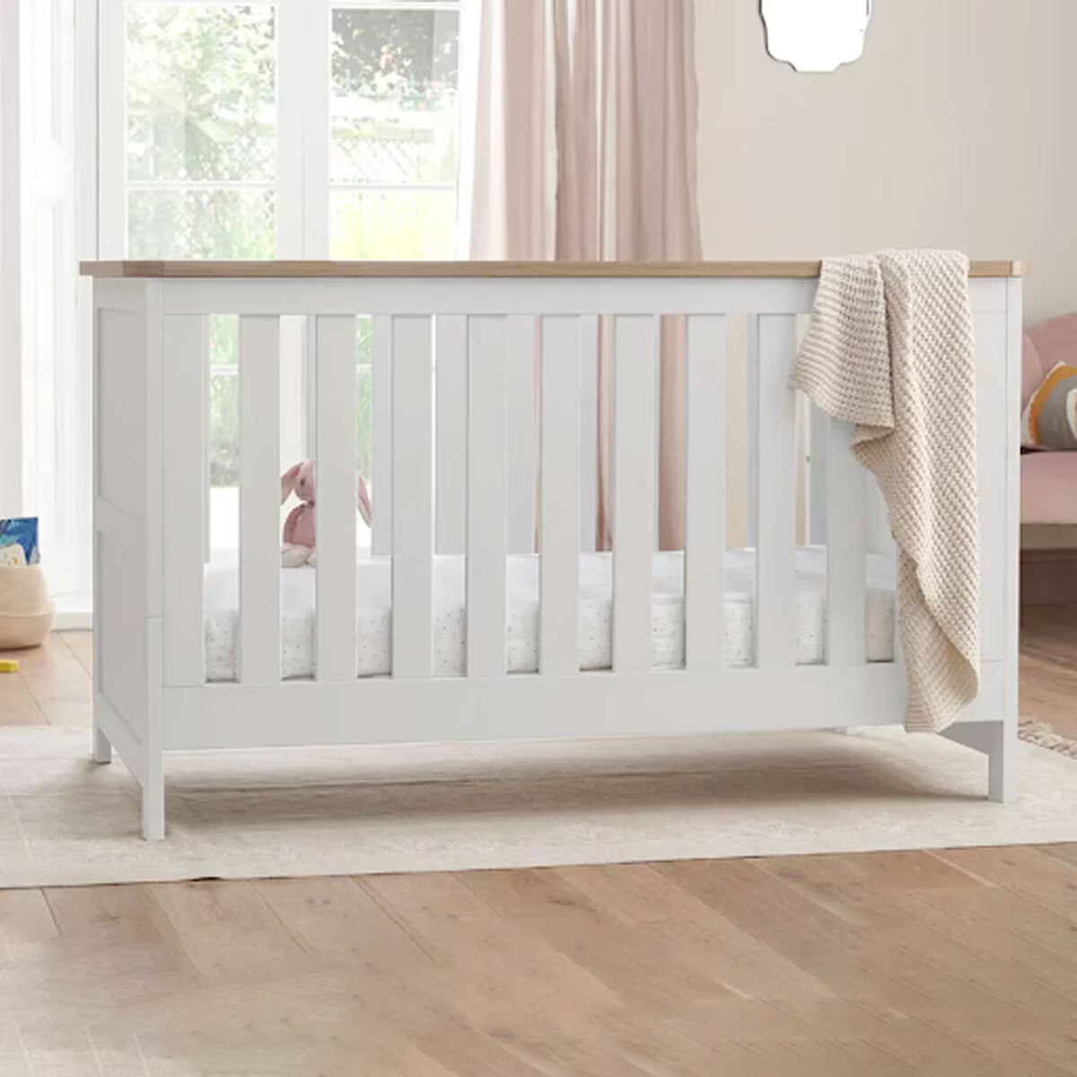 Verona Cot Bed, White & Oak