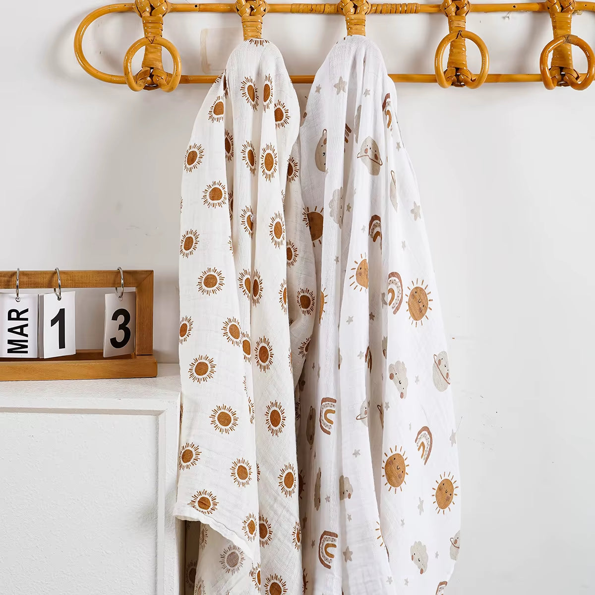 2Pieces/Set 70% Bamboo+30% Soft Cotton Baby Swaddle Wraps 