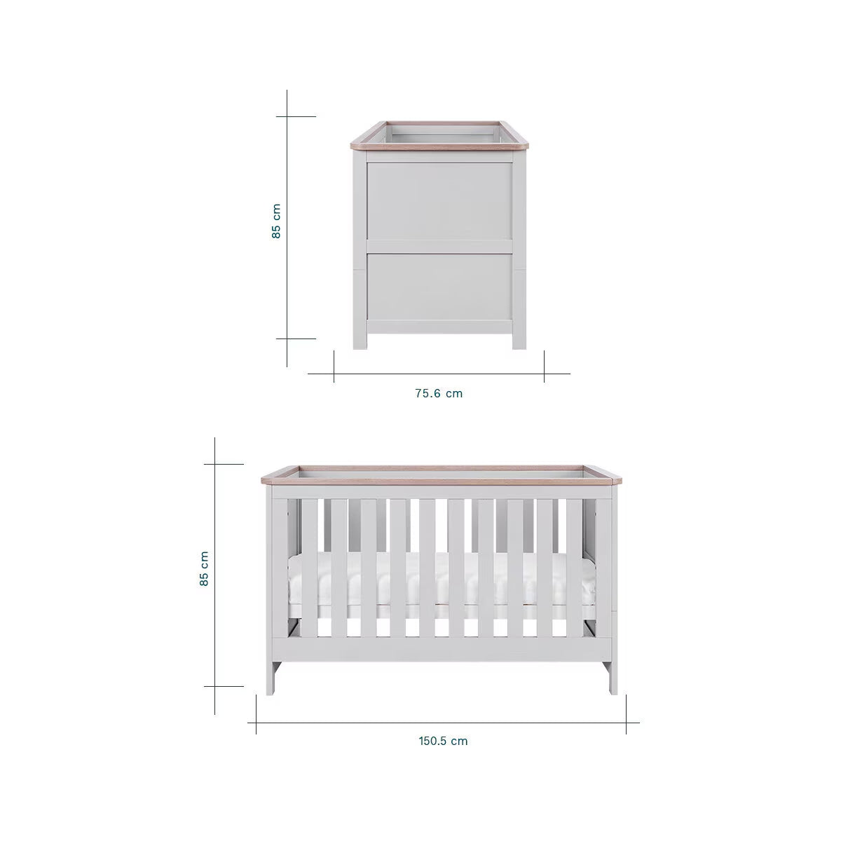 Verona 4 Piece Nursery Furniture Set, Grey & Oak