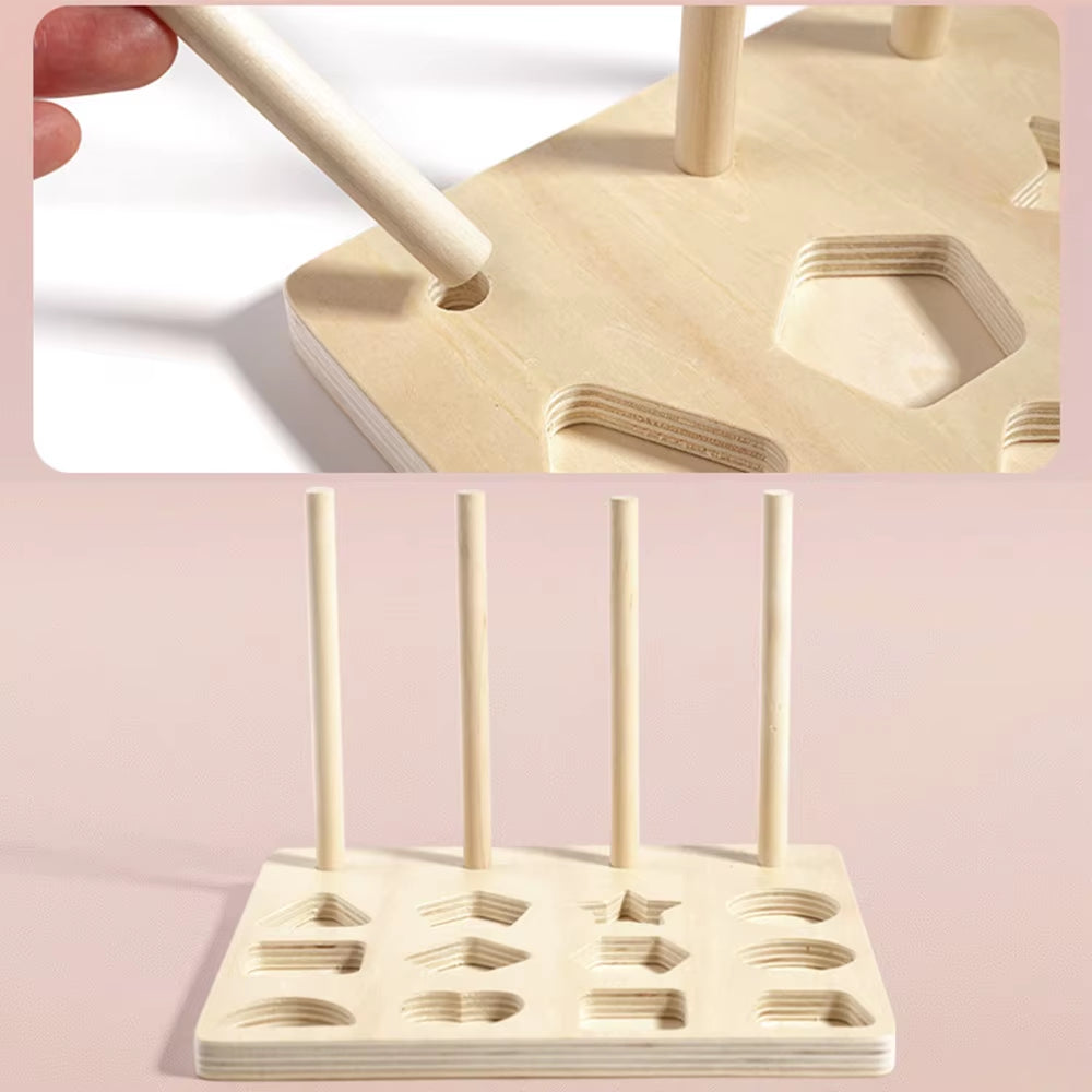 Kids Montessori Wooden Toy - Color & Shape Matching Puzzle Game 