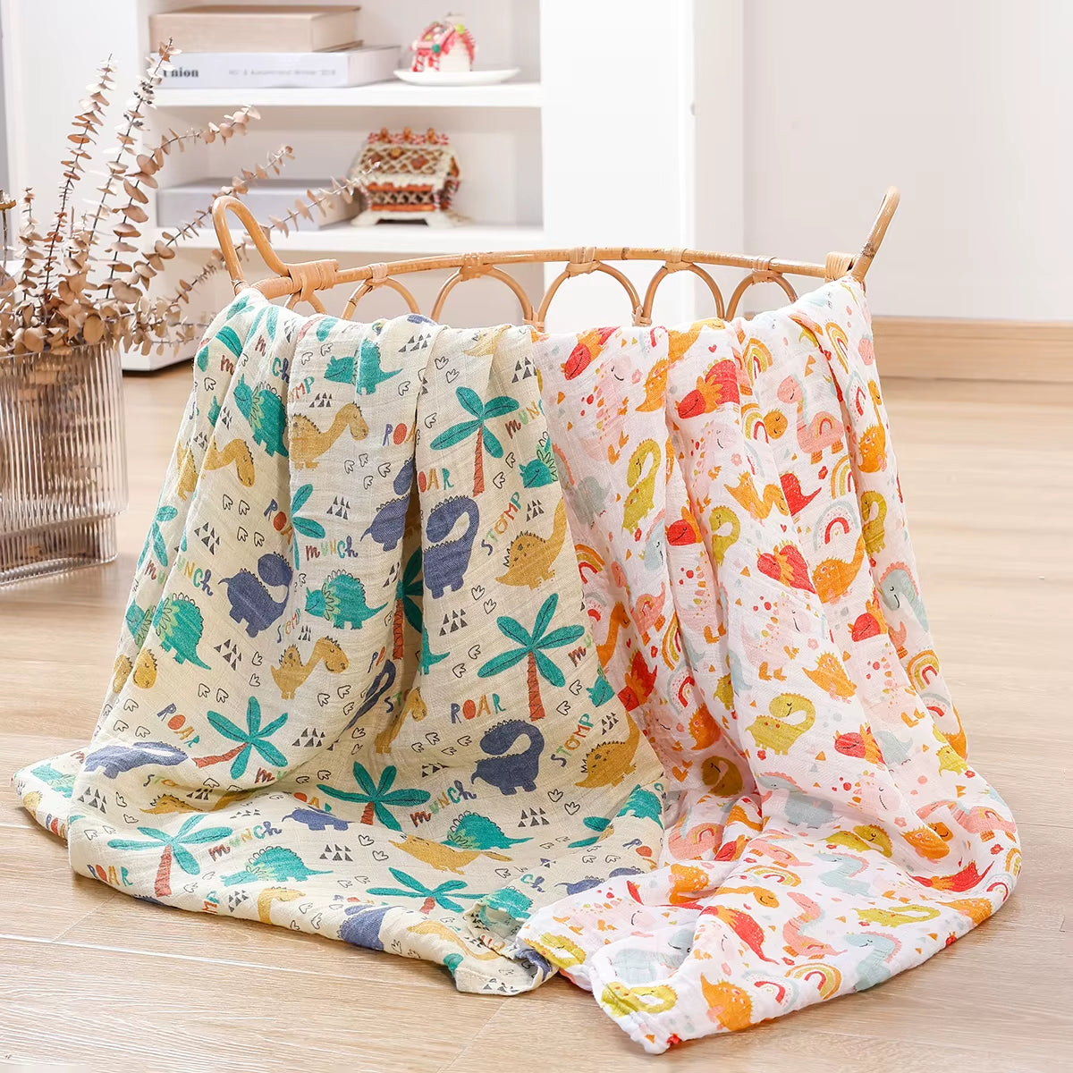 2Pieces/Set 70% Bamboo+30% Soft Cotton Baby Swaddle Wraps 