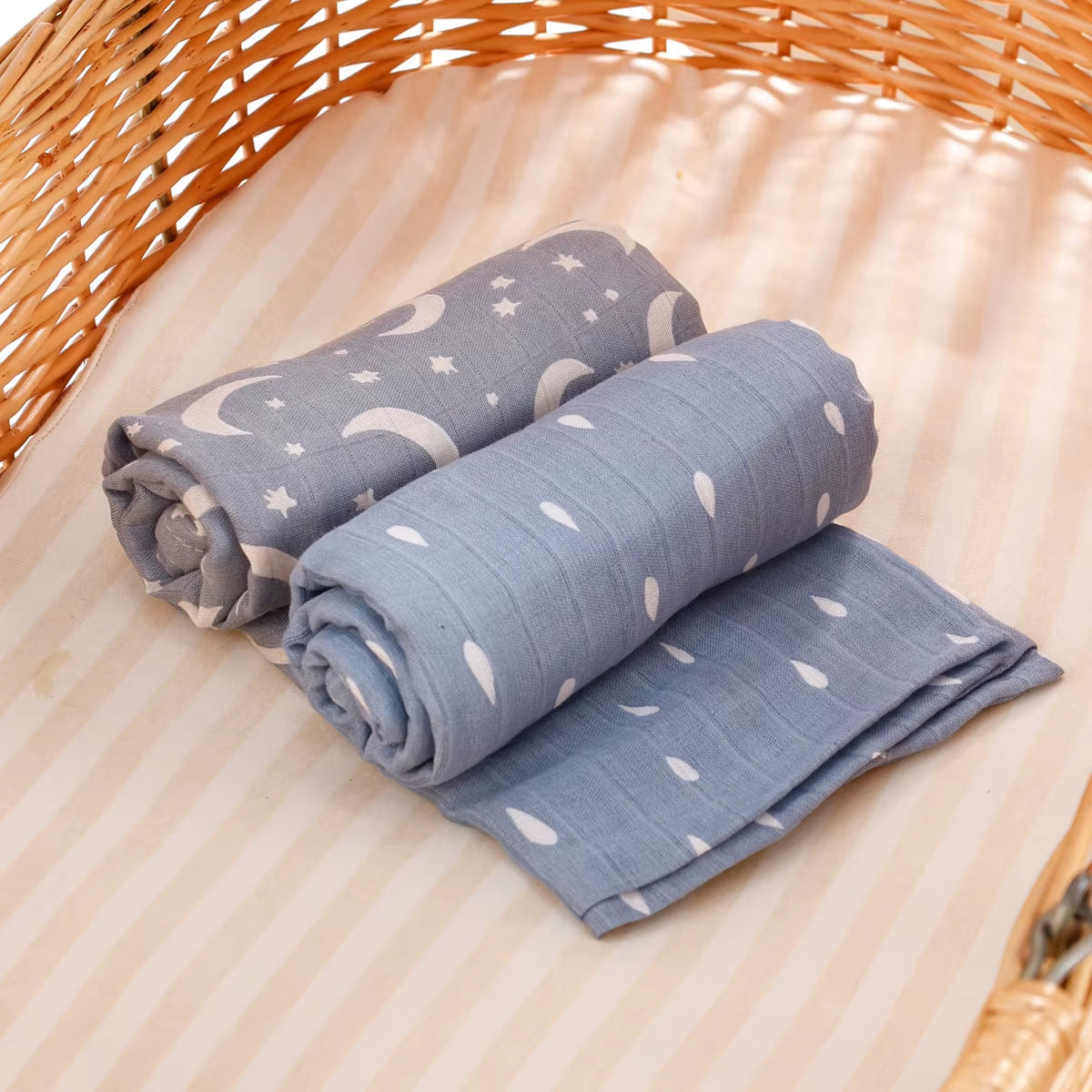 2Pieces/Set 70% Bamboo+30% Soft Cotton Baby Swaddle Wraps 