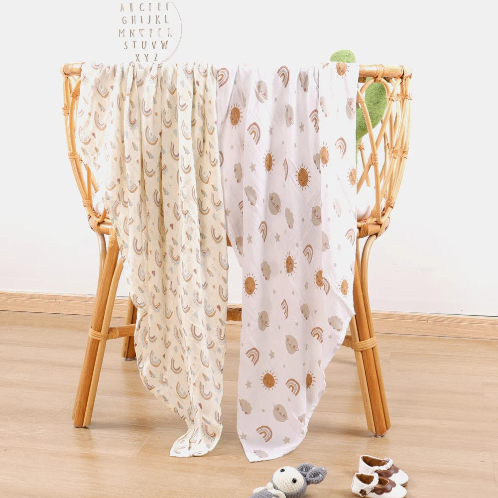 2Pieces/Set 70% Bamboo+30% Soft Cotton Baby Swaddle Wraps 