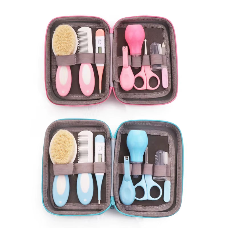 Baby Grooming Kit Nail Clipper Comb Brush Nasal Aspirator Scissors Tweezer Finger Toothbrush Thermometer Newborn Nursery Care