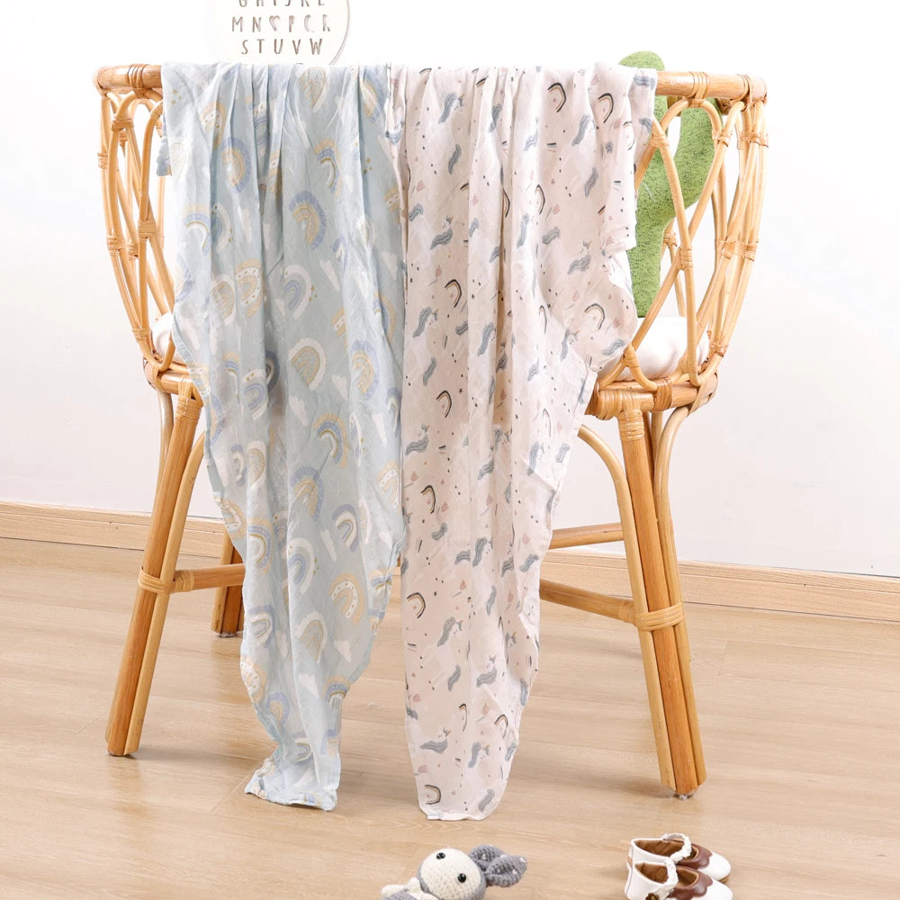 2Pieces/Set 70% Bamboo+30% Soft Cotton Baby Swaddle Wraps 