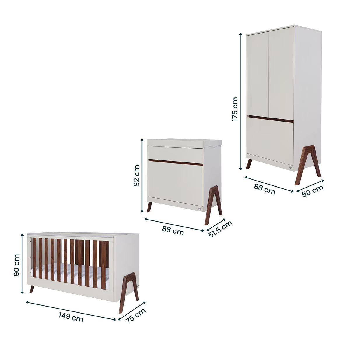 Fuori 4 Piece Nursery Set, Sand & Walnut