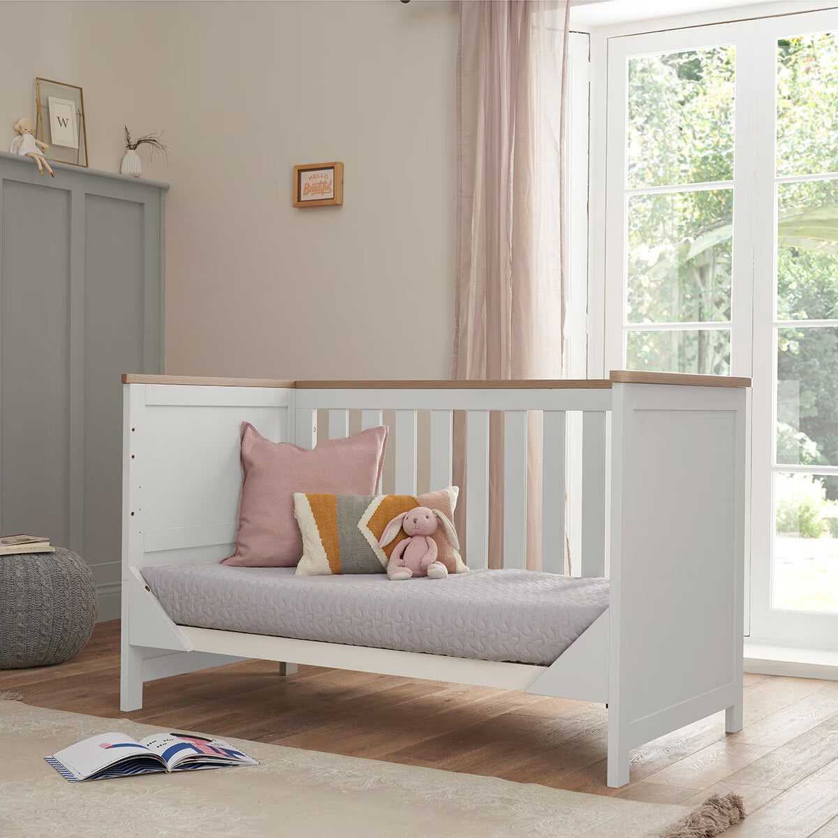 Verona Cot Bed, White & Oak